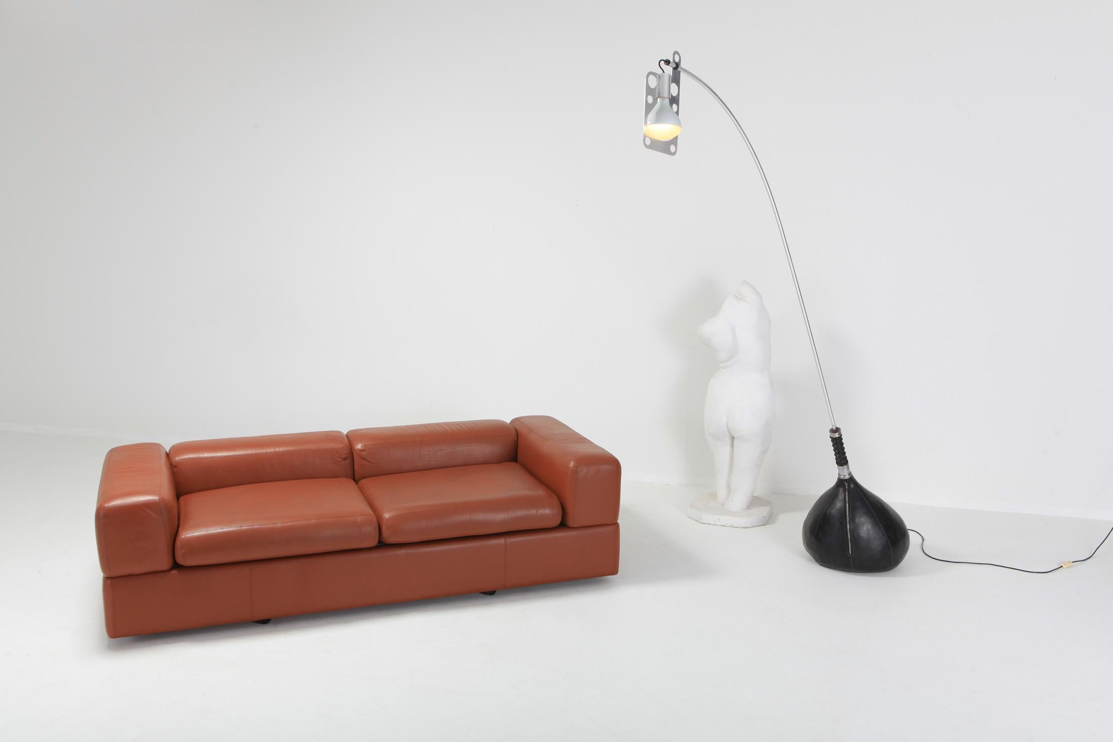 Cognac Leather Sofa by Tito Agnoli for Cinova 5
