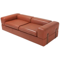 Cognac Leather Sofa by Tito Agnoli for Cinova