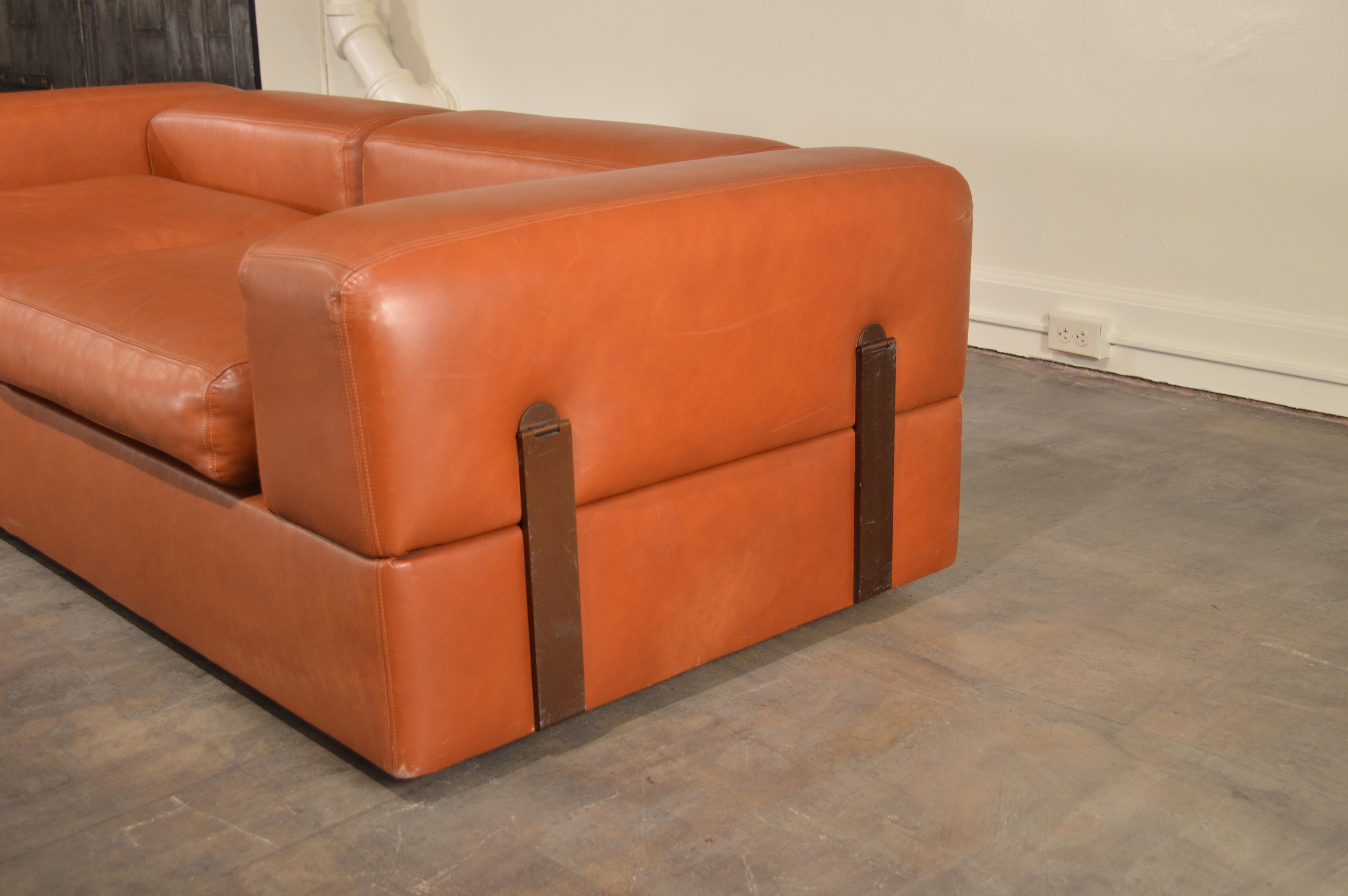 Post-Modern Tito Agnoli Cognac Leather Sofa Daybed for Cinova