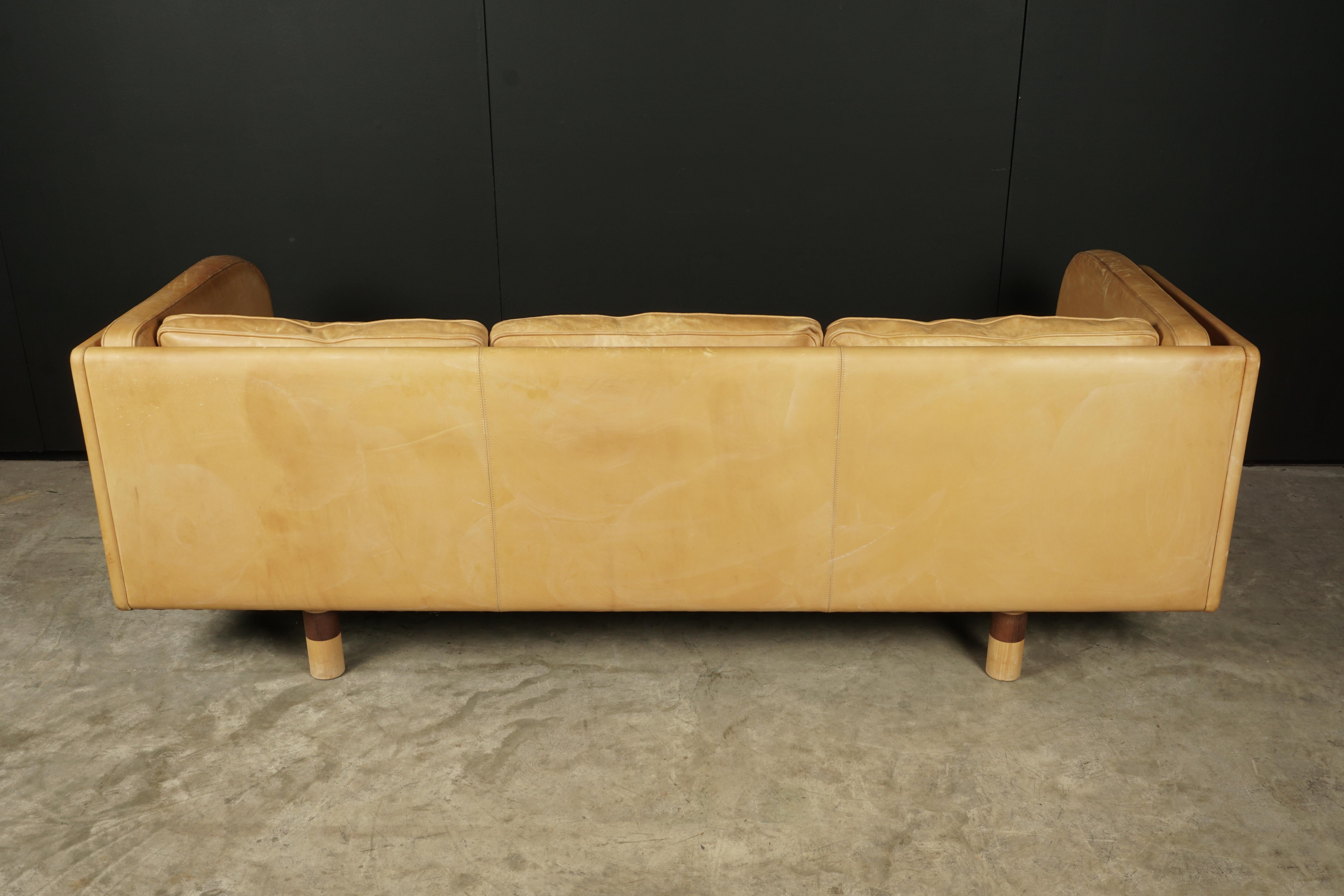 Late 20th Century Vintage Cognac Leather Sofa Designed by Jørgen Gammelgaard, Denmark, circa 1980