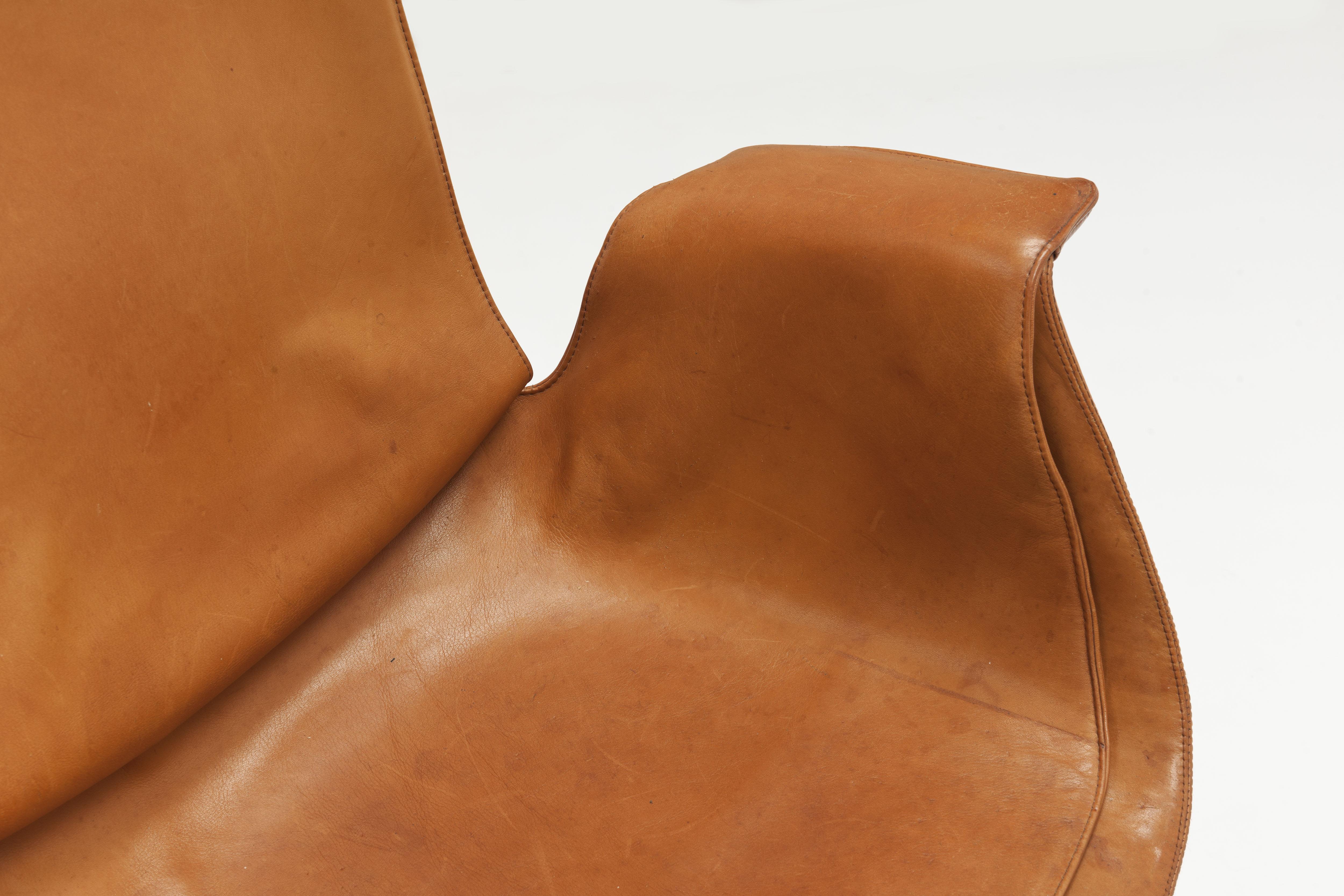  Cognac Leather Swivel 'Bird' Desk Chairs by Preben Fabricius & Jørgen Kastholm 5