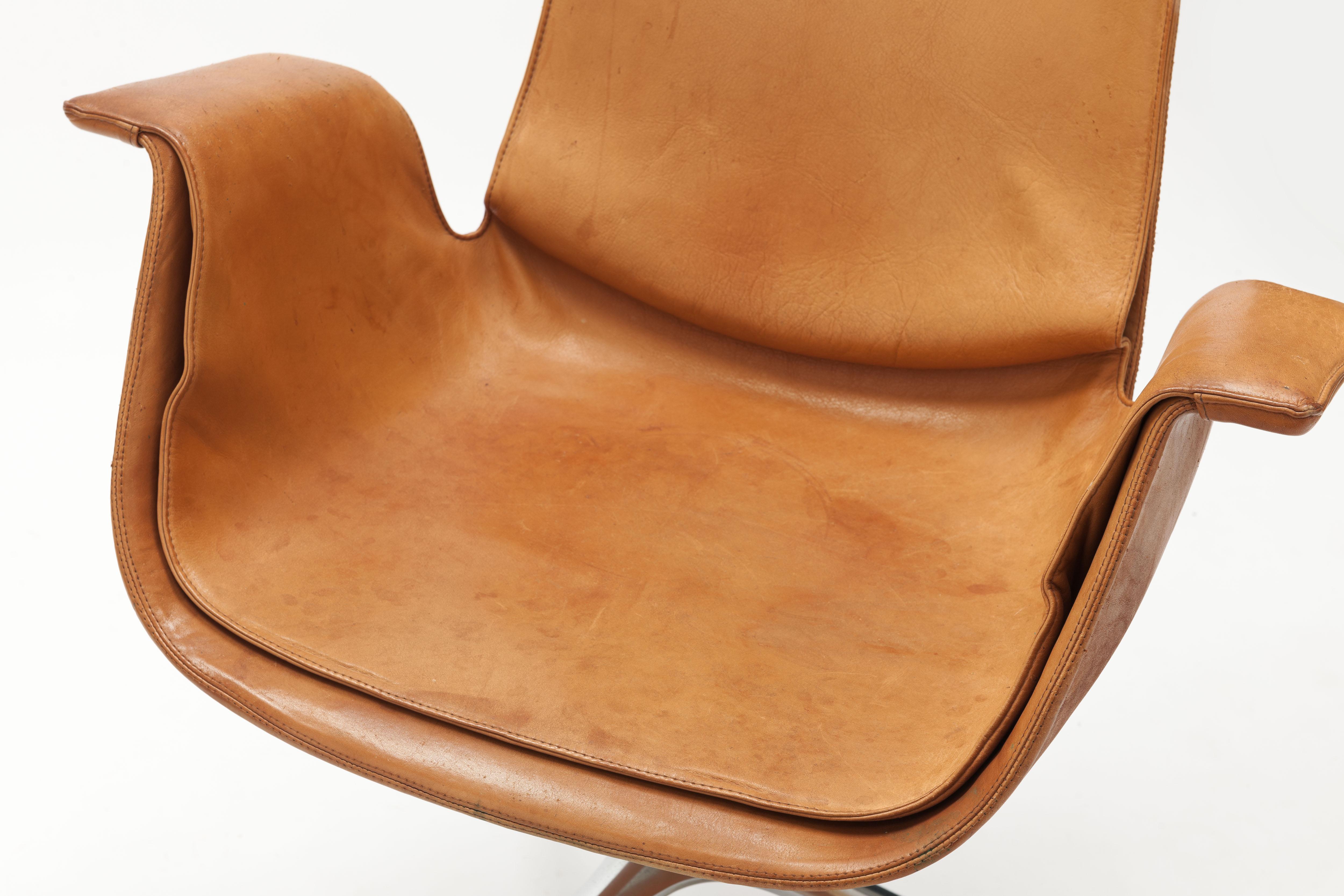  Cognac Leather Swivel 'Bird' Desk Chairs by Preben Fabricius & Jørgen Kastholm 13