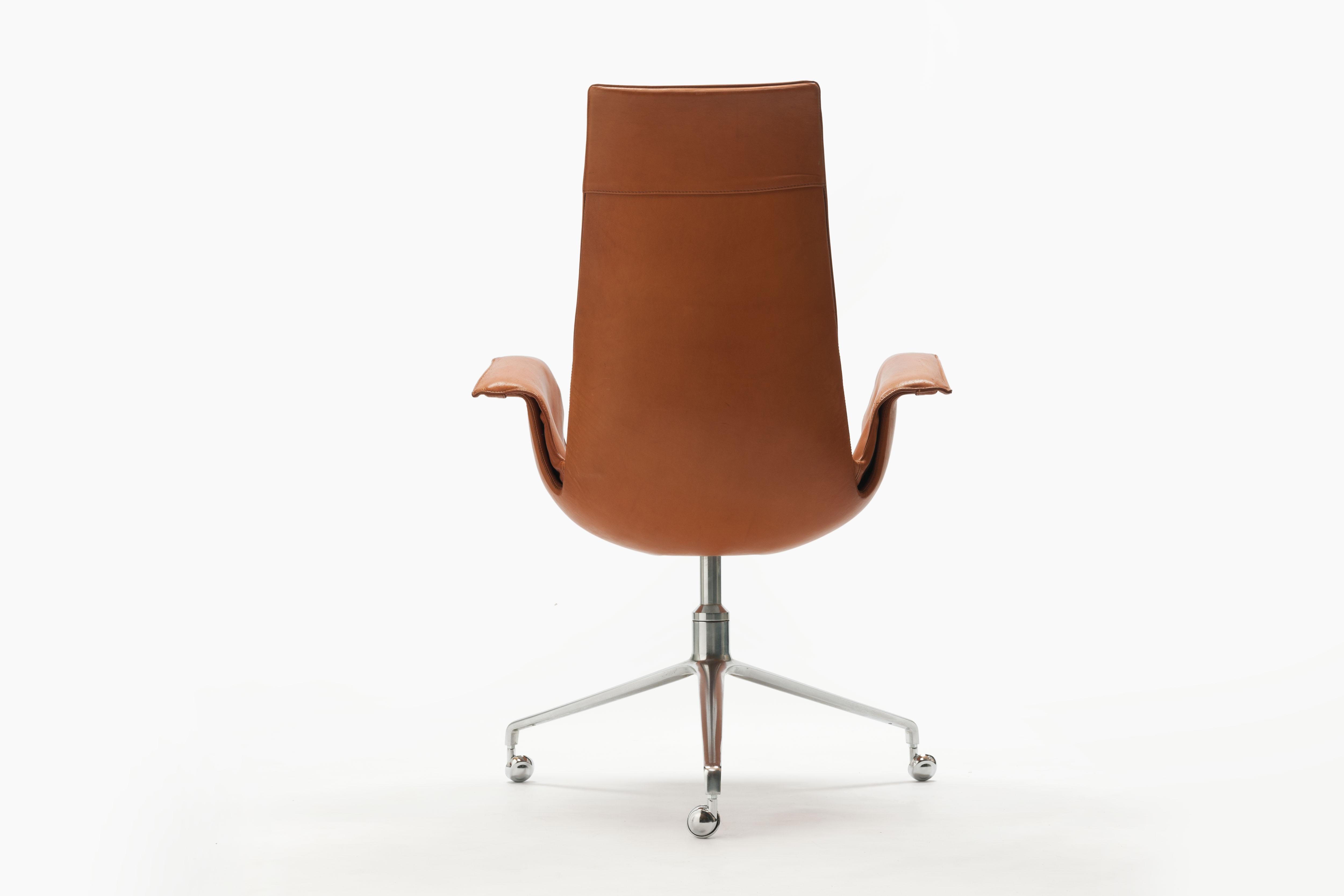  Cognac Leather Swivel 'Bird' Desk Chairs by Preben Fabricius & Jørgen Kastholm 2