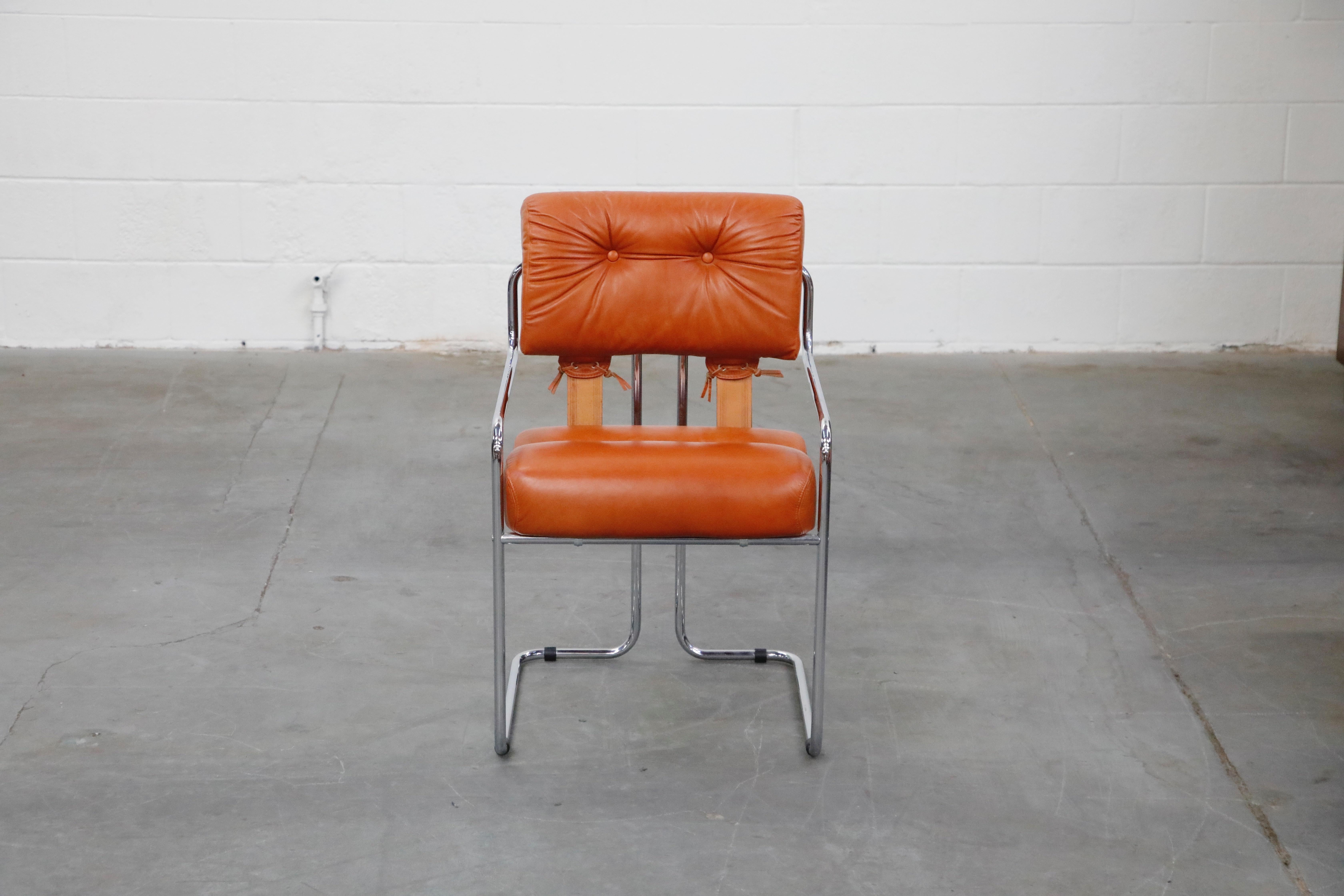 Cognac Leather 'Tucroma' Chairs by Guido Faleschini for i4 Mariani, 1970s In Excellent Condition In Los Angeles, CA