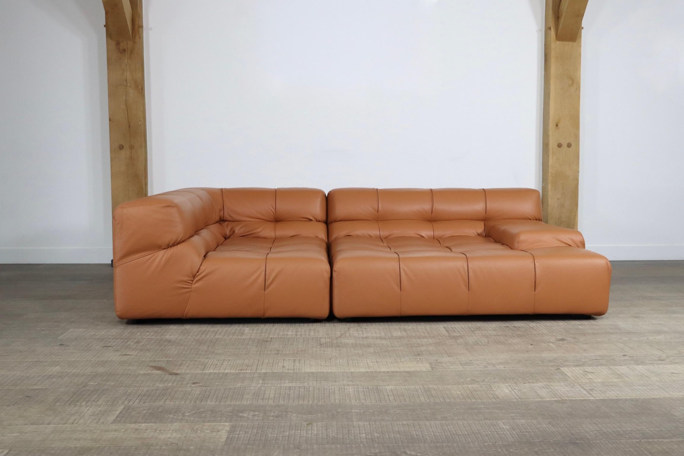 Cognac Leather Tufty Time Sofa by Patricia Urquiola for B&B Italia 1