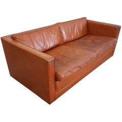 Cognac Leather Two-Seat Sofa by Artifort (Marked), 1960s