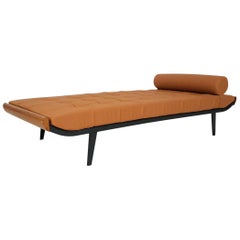 Vintage Cognac Leatherette "Cleopatra" Daybed by Cordemeyer for Auping, Dutch, 1953