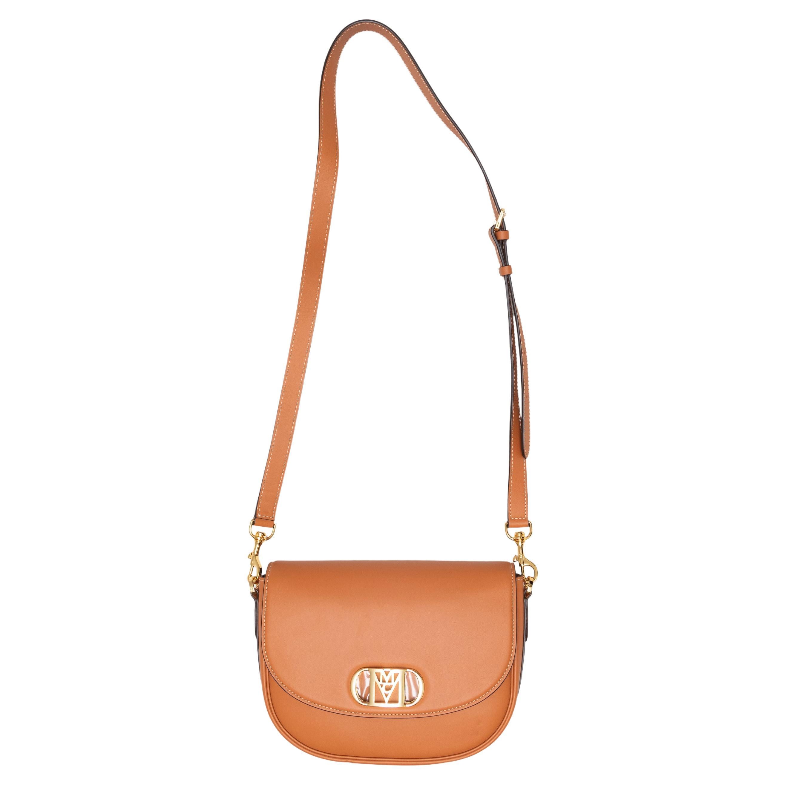 Cognac MCM Leather Crossbody Bag in vendita