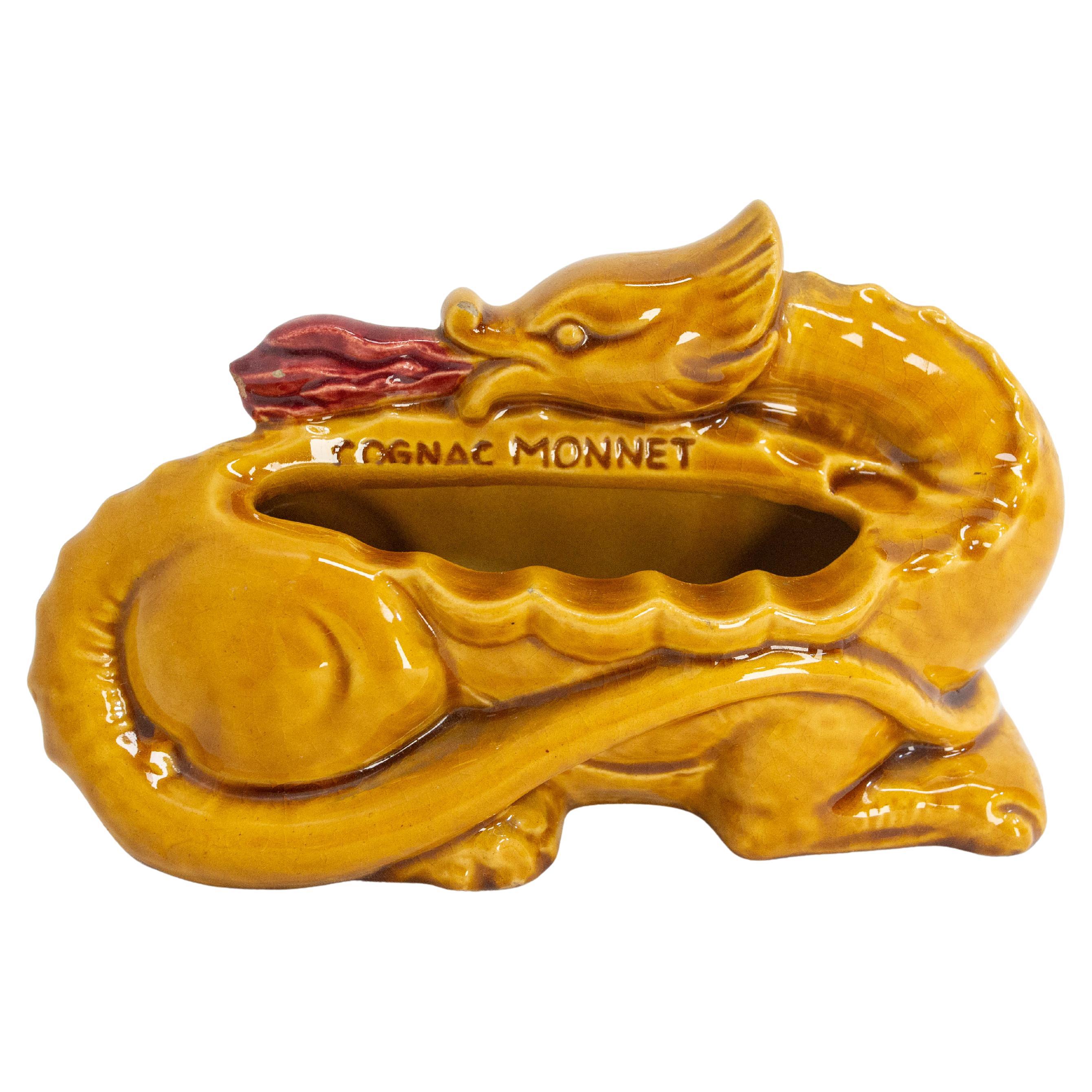 Cognac Monnet Ashtray or Vide-Poche Fire-Dreathing Salamander, 20 thMidcentury For Sale