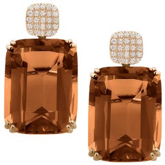 Goshwara Cushion Cognac Cut And Diamond Earrings