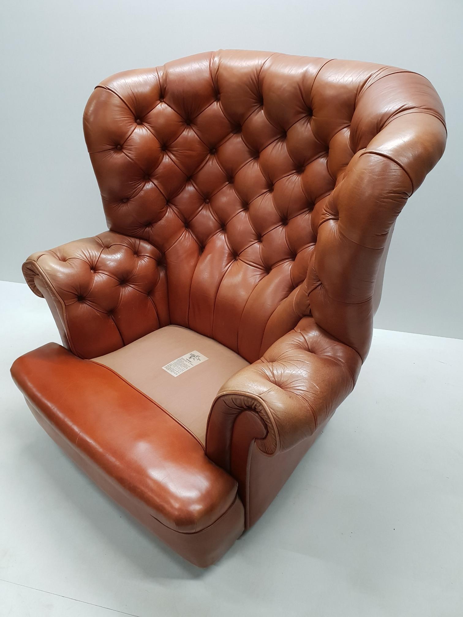 Cognac Pegasus Leather Wing Chair by Whittle Brothers of Warrington, 1970s For Sale 2