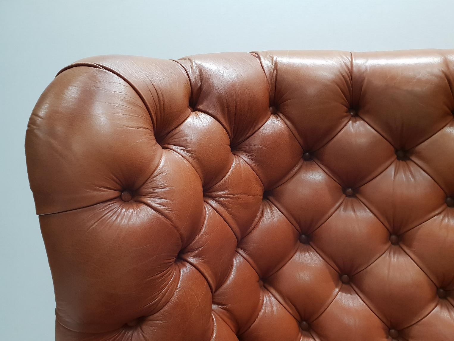 Cognac Pegasus Leather Wing Chair by Whittle Brothers of Warrington, 1970s For Sale 5