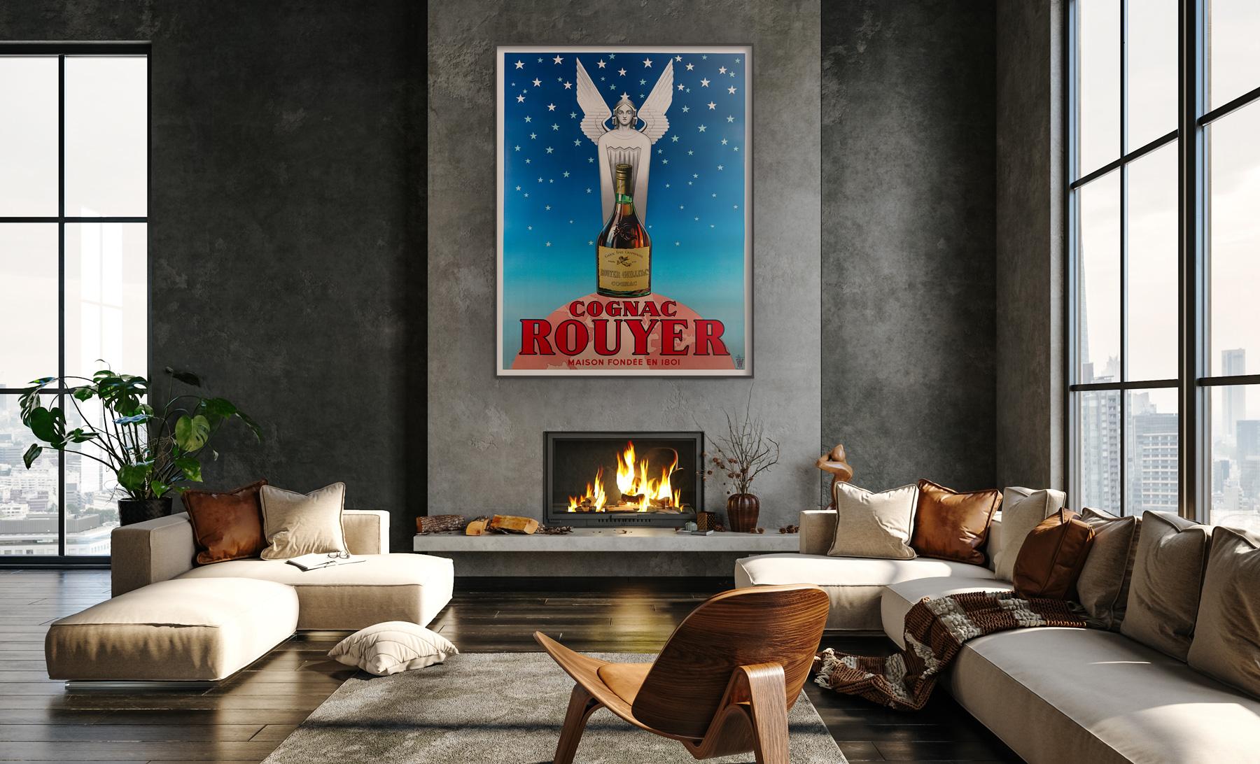 Wonderful original French vintage Cognac Rouyer alcohol poster from 1945. Superb colours and stunning imagery.

Rouyer Guillet was founded in 1701 by Philippe Guilletand, known as one of the most prestigious congnac producers and distiller for