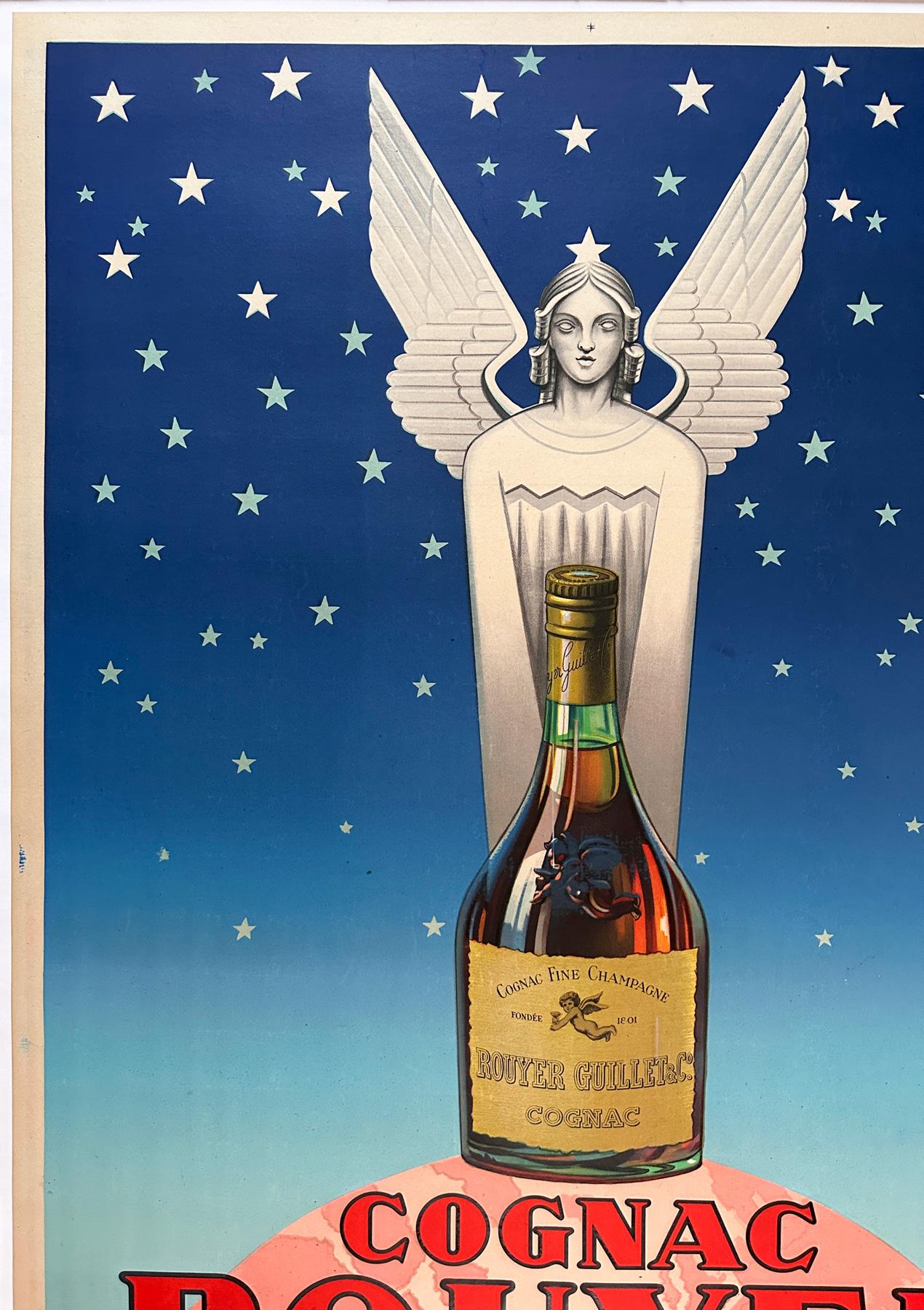 Coñac Rouyer, 1945  Cartel publicitario francés vintage sobre el alcohol Francés en venta