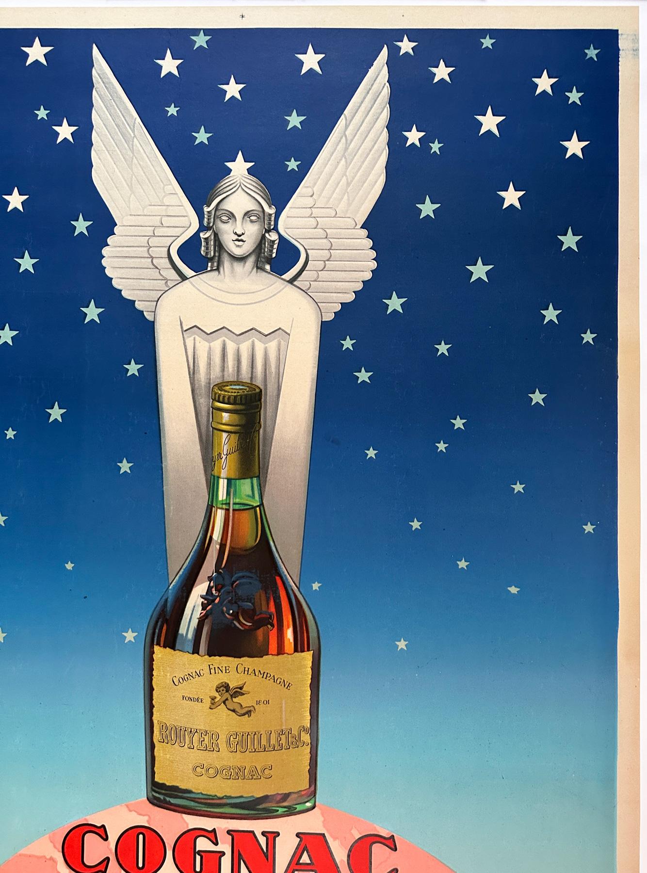 Coñac Rouyer, 1945  Cartel publicitario francés vintage sobre el alcohol en Excelente estado para la venta en Bath, Somerset