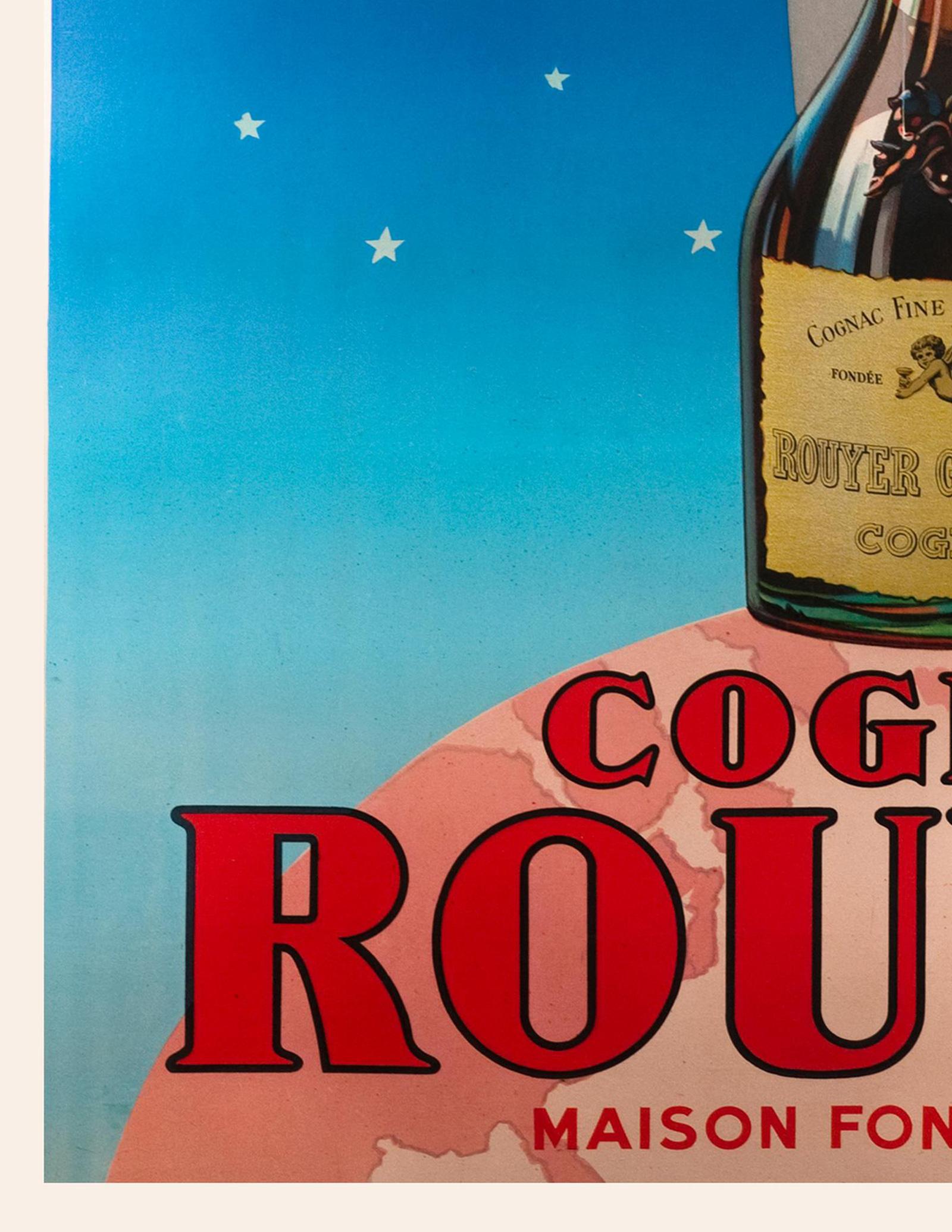 Cognac Rouyer, 1945  Vintage French Alcohol Advertising Poster In Excellent Condition In Bath, Somerset