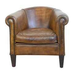Cognac Sheepskin Leather Club Chair