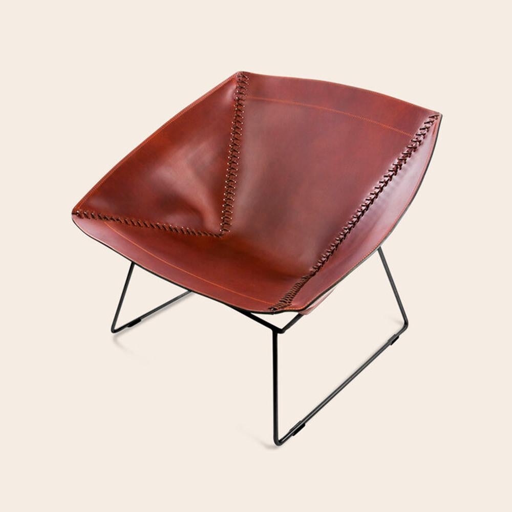 Post-Modern Cognac Stitch Chair by Oxdenmarq For Sale