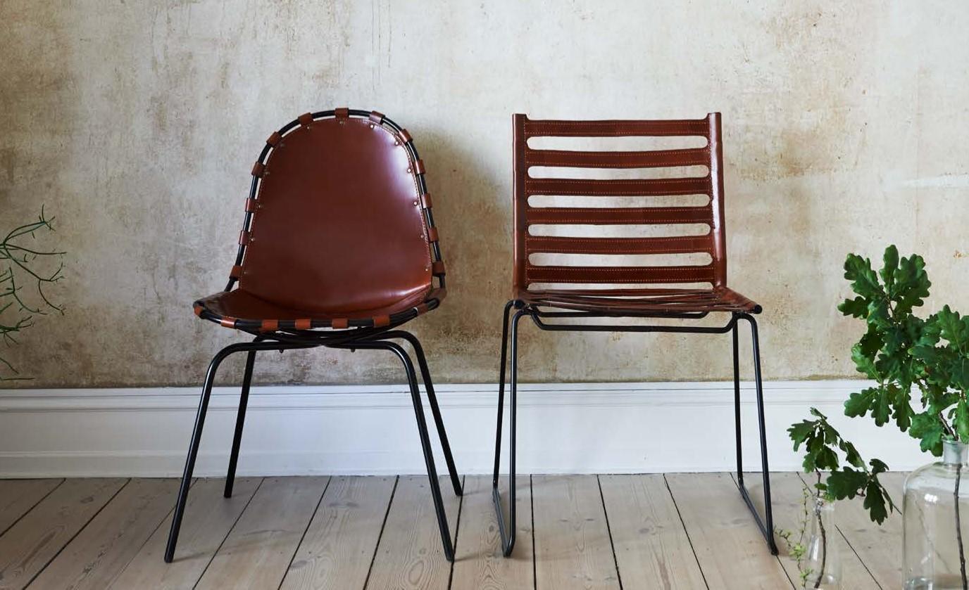 Post-Modern Cognac Strap Chair by Oxdenmarq For Sale
