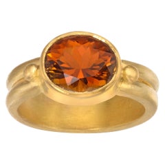 Cognac Tourmaline Ring in 22 Karat Yellow Gold