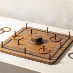 Cognac Walnut Leather Ring Toss Game Board