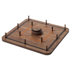 Cognac Walnut Leather Ring Toss Game Board