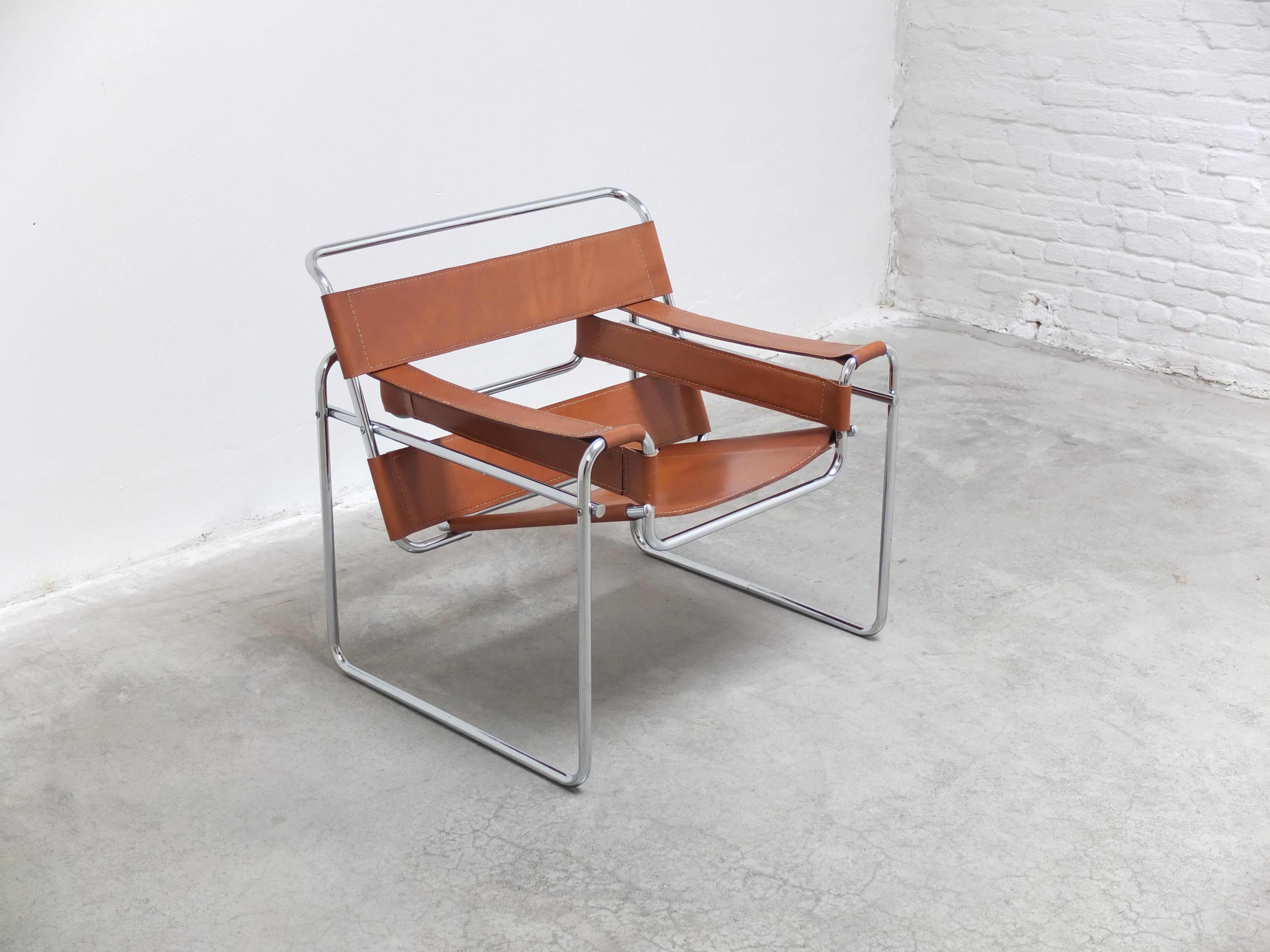 Bauhaus Cognac 'Wassily' Lounge Chair by Marcel Breuer for Gavina, 1980s