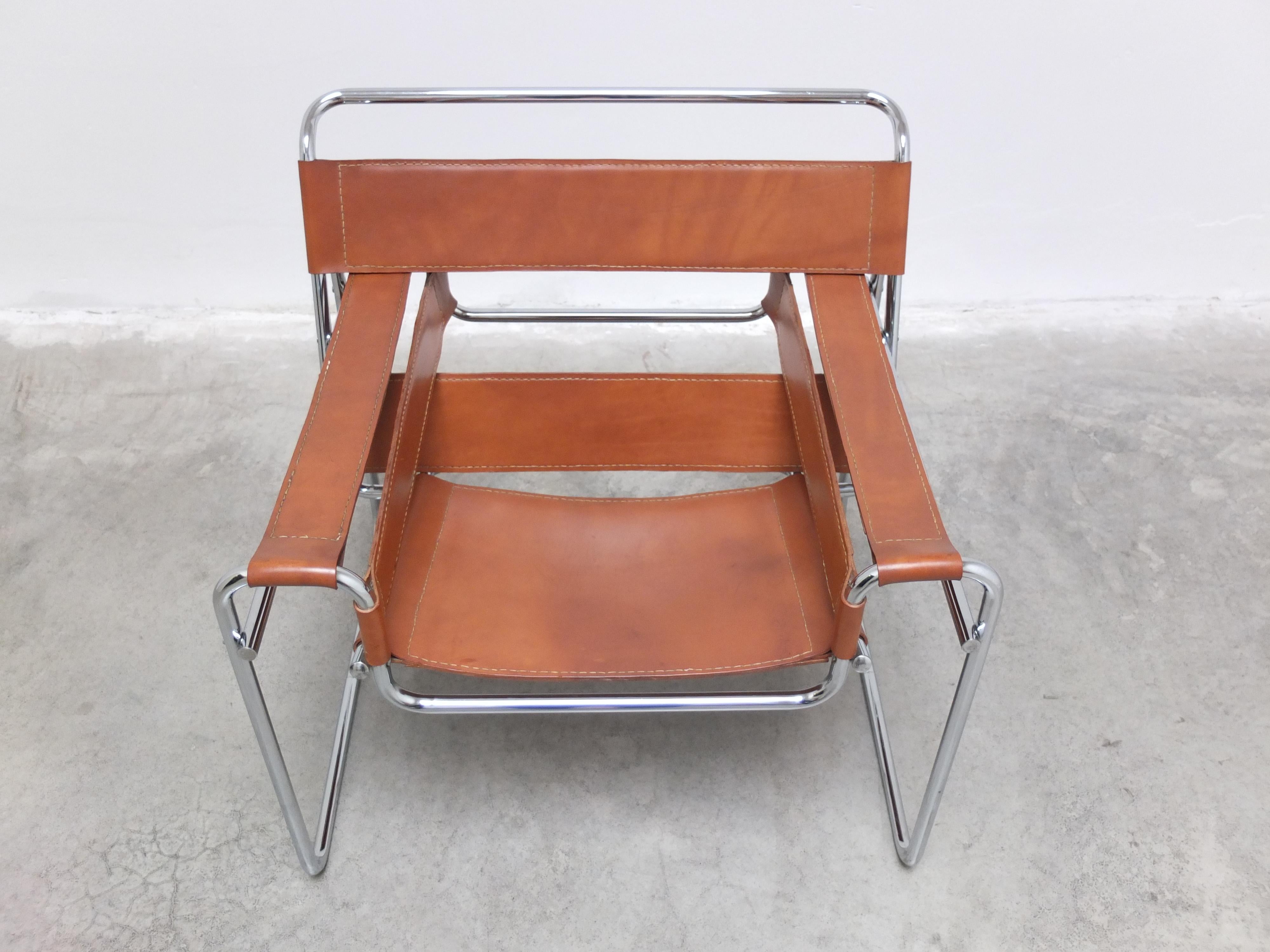 Italian Cognac 'Wassily' Lounge Chair by Marcel Breuer for Gavina, 1980s