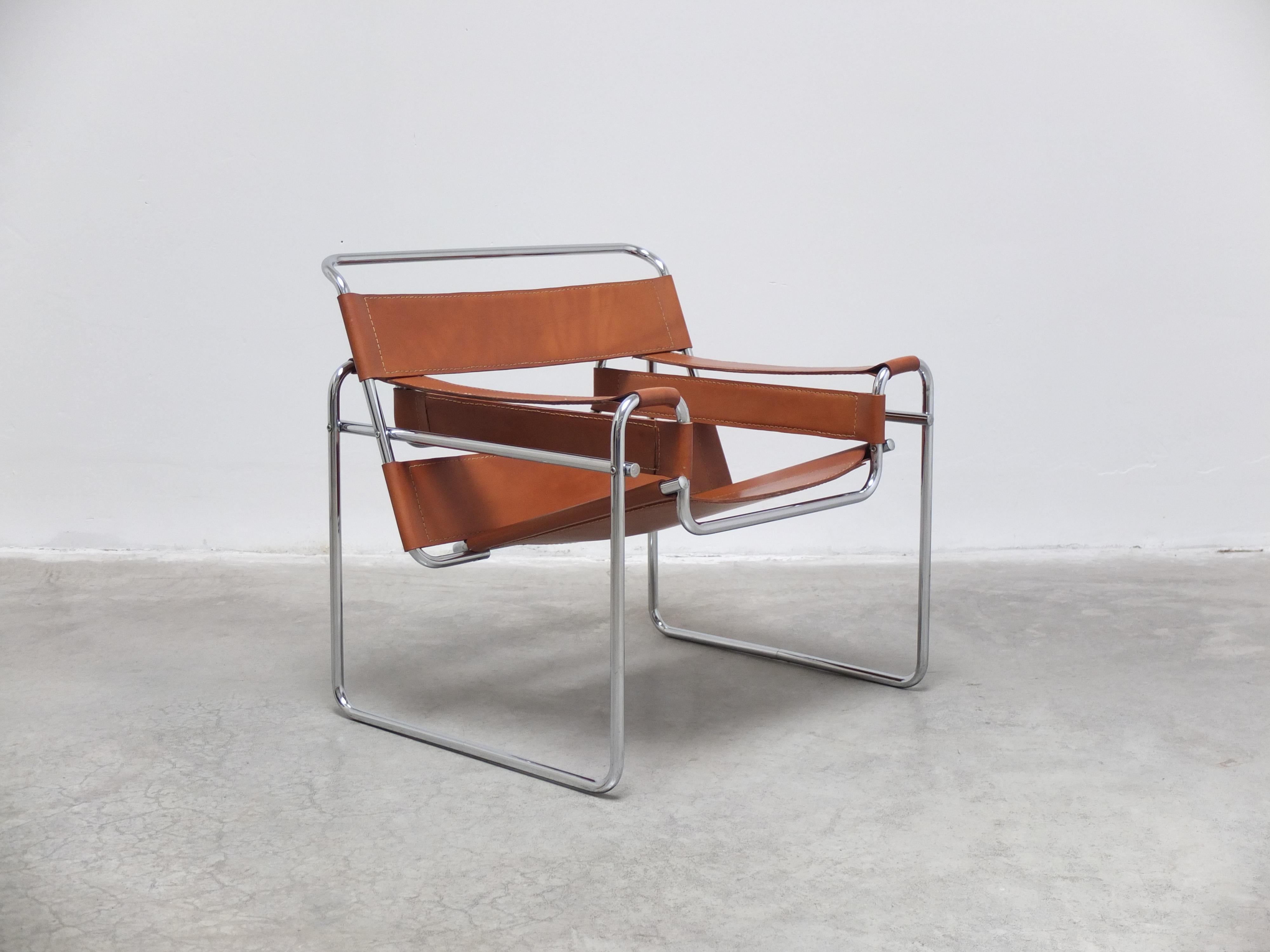 20th Century Cognac 'Wassily' Lounge Chair by Marcel Breuer for Gavina, 1980s