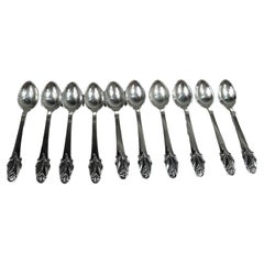 Cohr Danish Modern Sterling Silver Leaf & Tendril Demitasse Spoons
