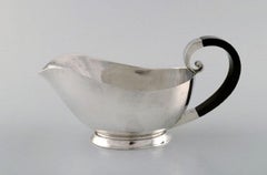 Cohr, Danish Silversmith, Art Deco Sauce Boat in Silver with Ebony Handle