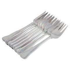 Cohr, Danish silversmith. "Old Danish". Eight cake forks in 830 silver.