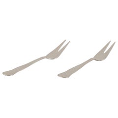 Cohr, Danish silversmith. Two "Old Danish" meat forks in 830 silver.