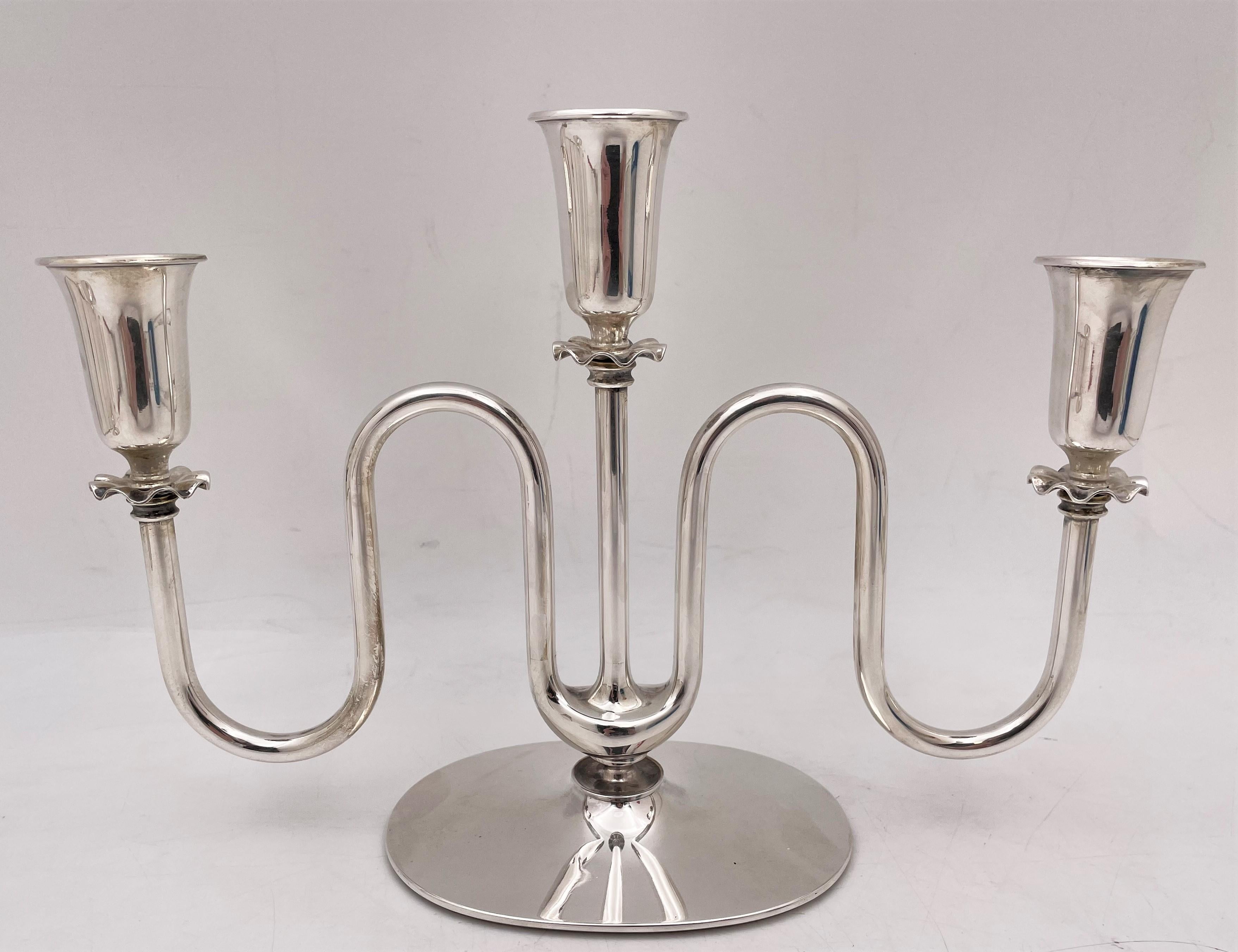 Cohr Danish Sterling Silver Pair of 3-Light Oil Candelabra Mid-Century Modern  In Good Condition In New York, NY