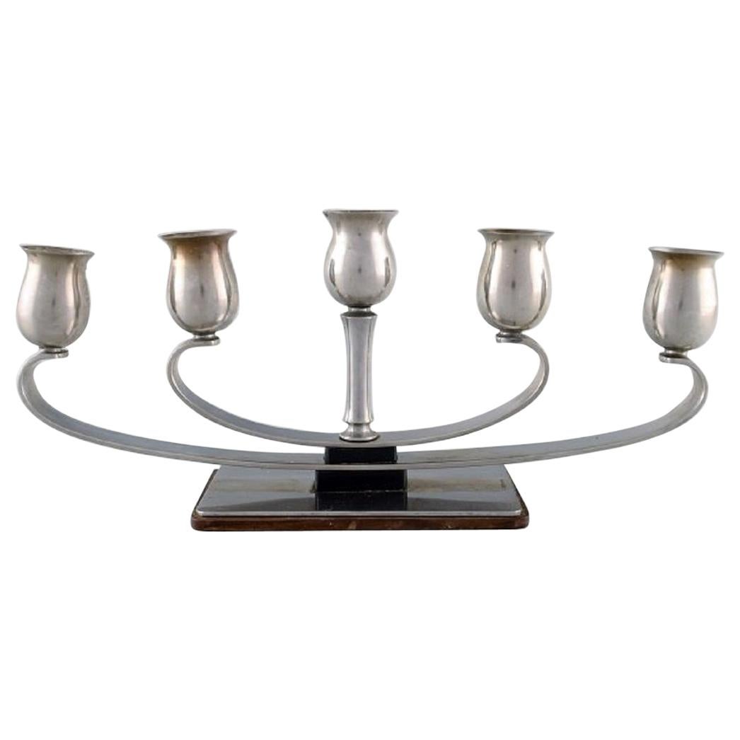 Cohr, Denmark, Five-Armed Candleholder in Stainless Steel, Mid-20th Century For Sale