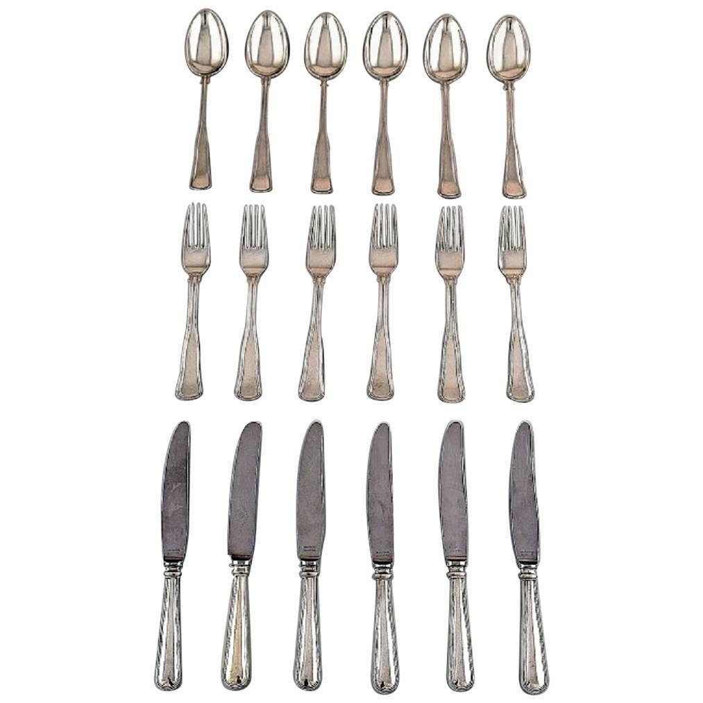 Cohr Old Danish Silver Cutlery for 6 Person a Total of 18 Pieces For Sale