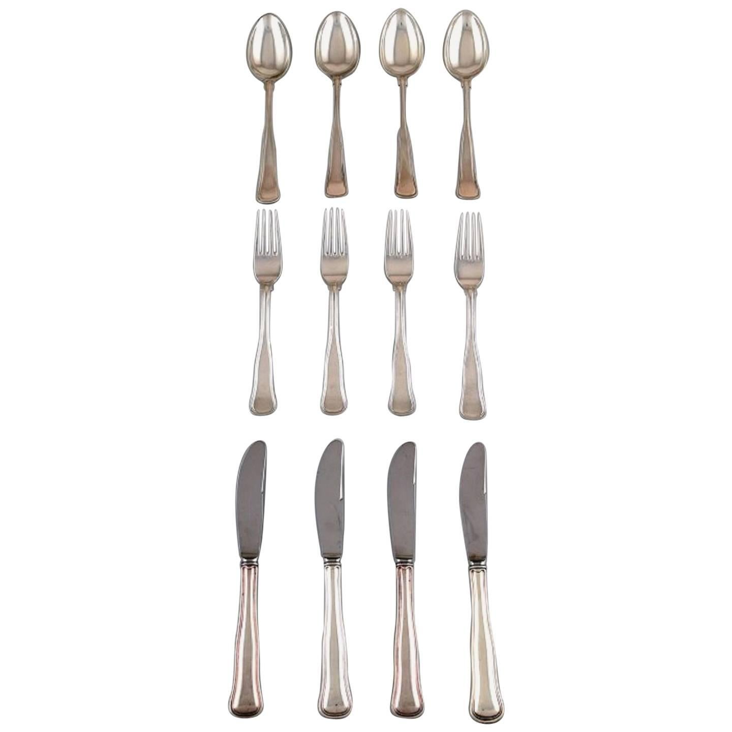 Cohr Old Danish Silver Cutlery for Four P. A Total of 12 P
