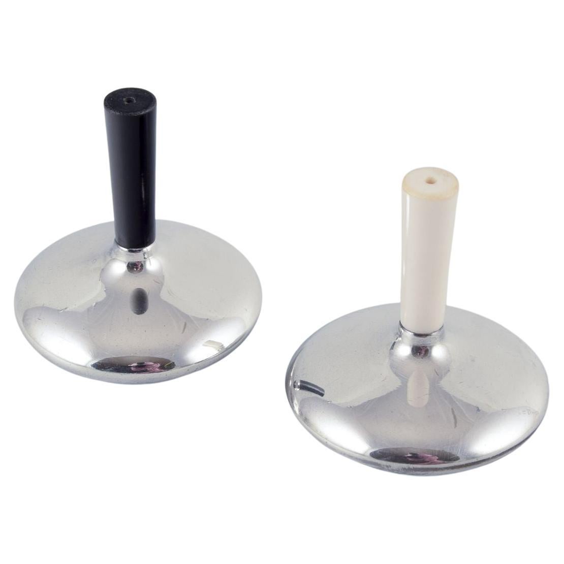 Cohr Salz- und Pfefferstreuer aus Silberblech. Modernistisches Design. Mitte des 20. Jahrhunderts im Angebot