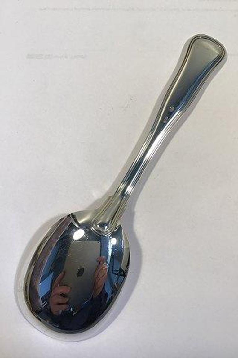 20th Century Cohr Silver Dobbeltriflet Old Danish Serving Spoon Large For Sale