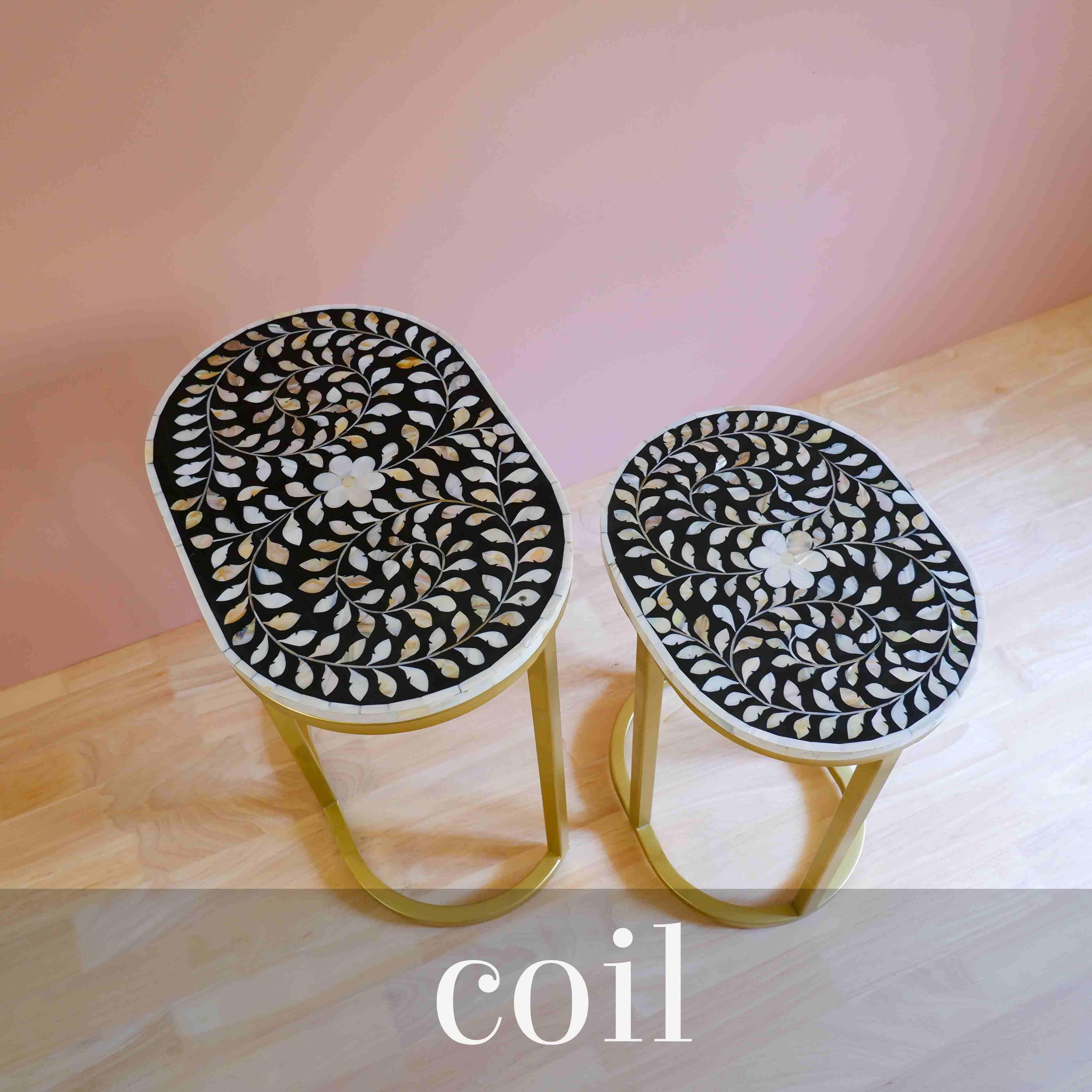Indian Coil Mother of Pearl Inlay Nesting Tables For Sale
