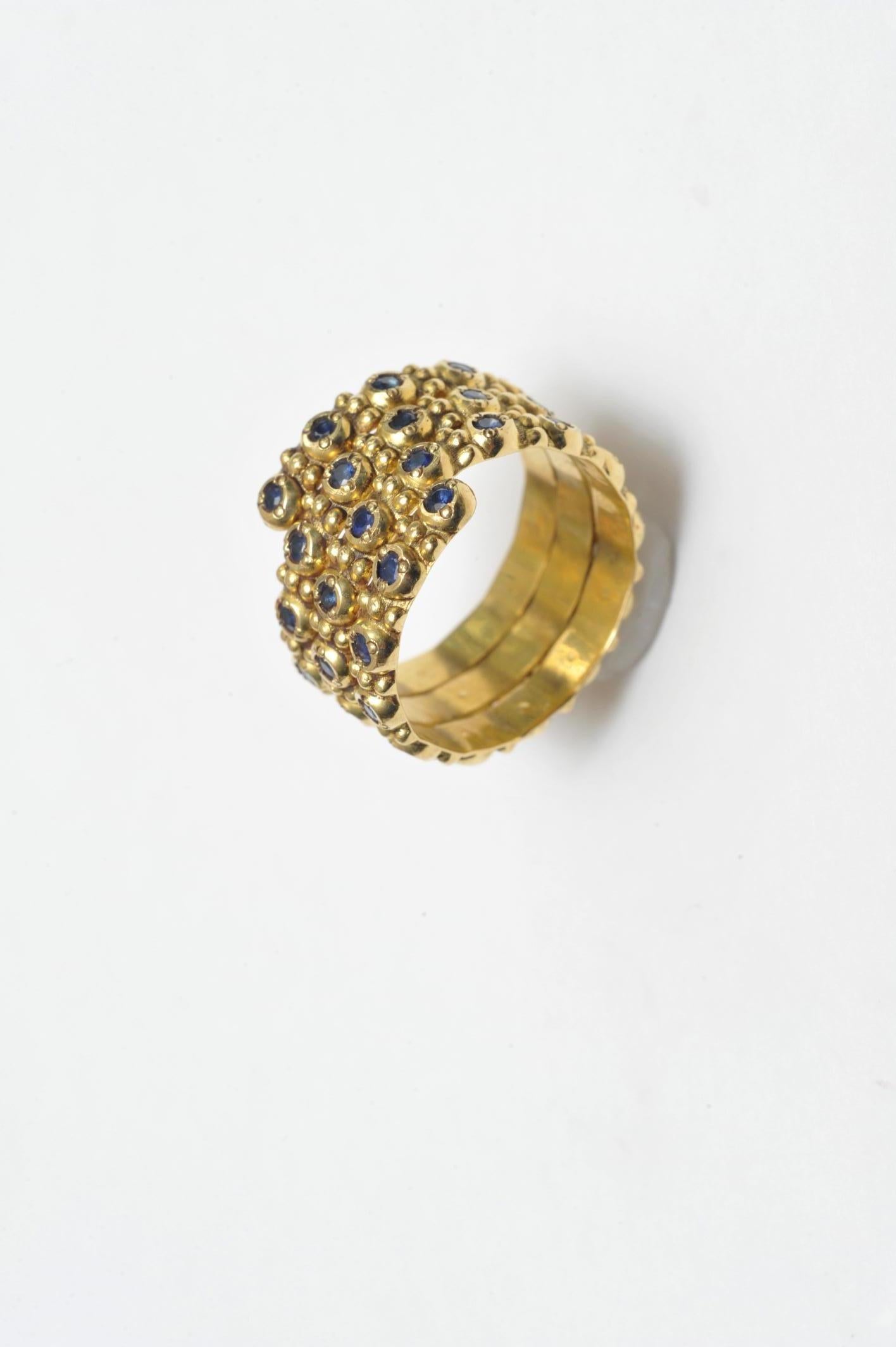 Women's or Men's Coil Ring with Faceted Sapphires