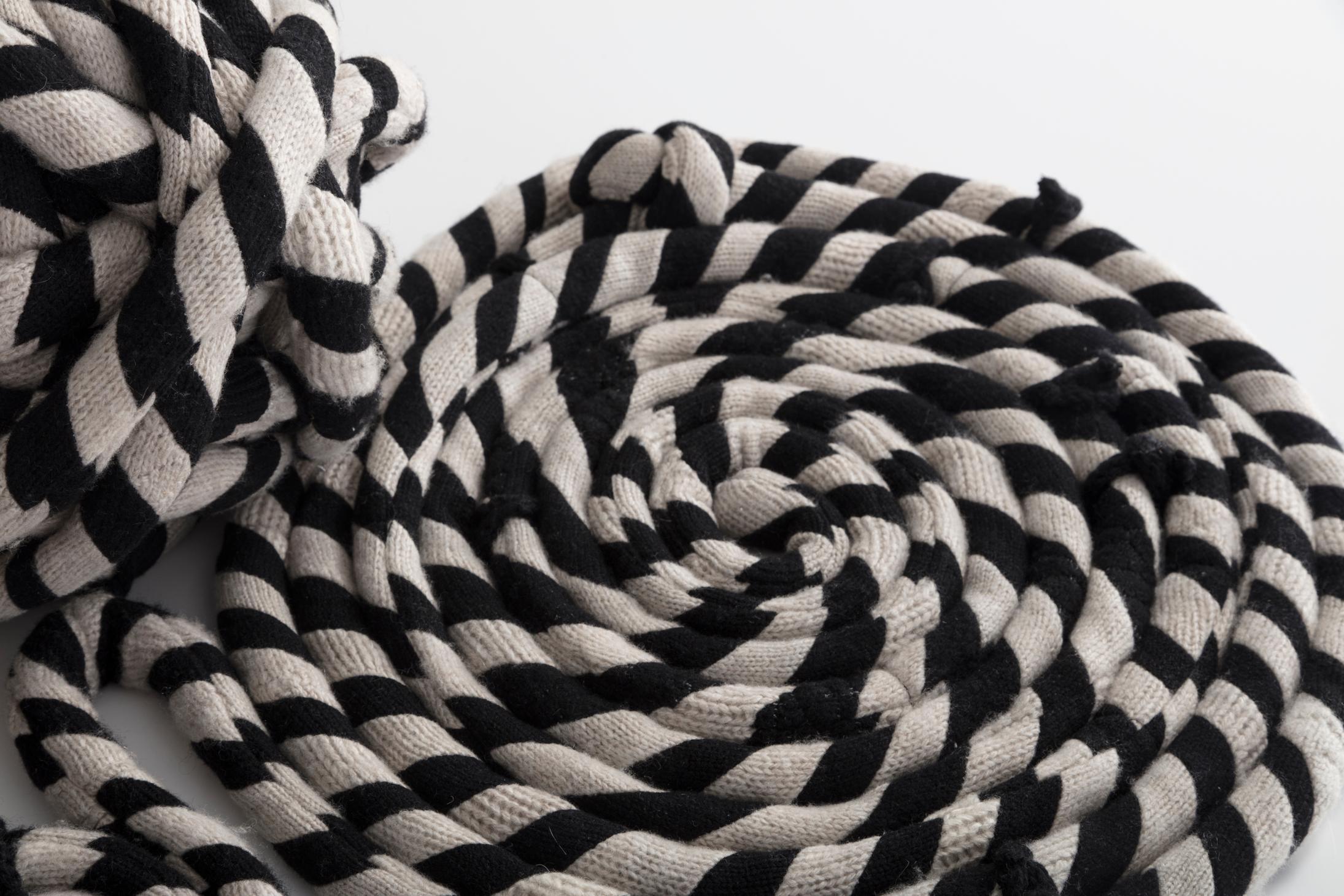 Modern Coil Sculpture in Black and White Cashmere by Greg Chait, 2016