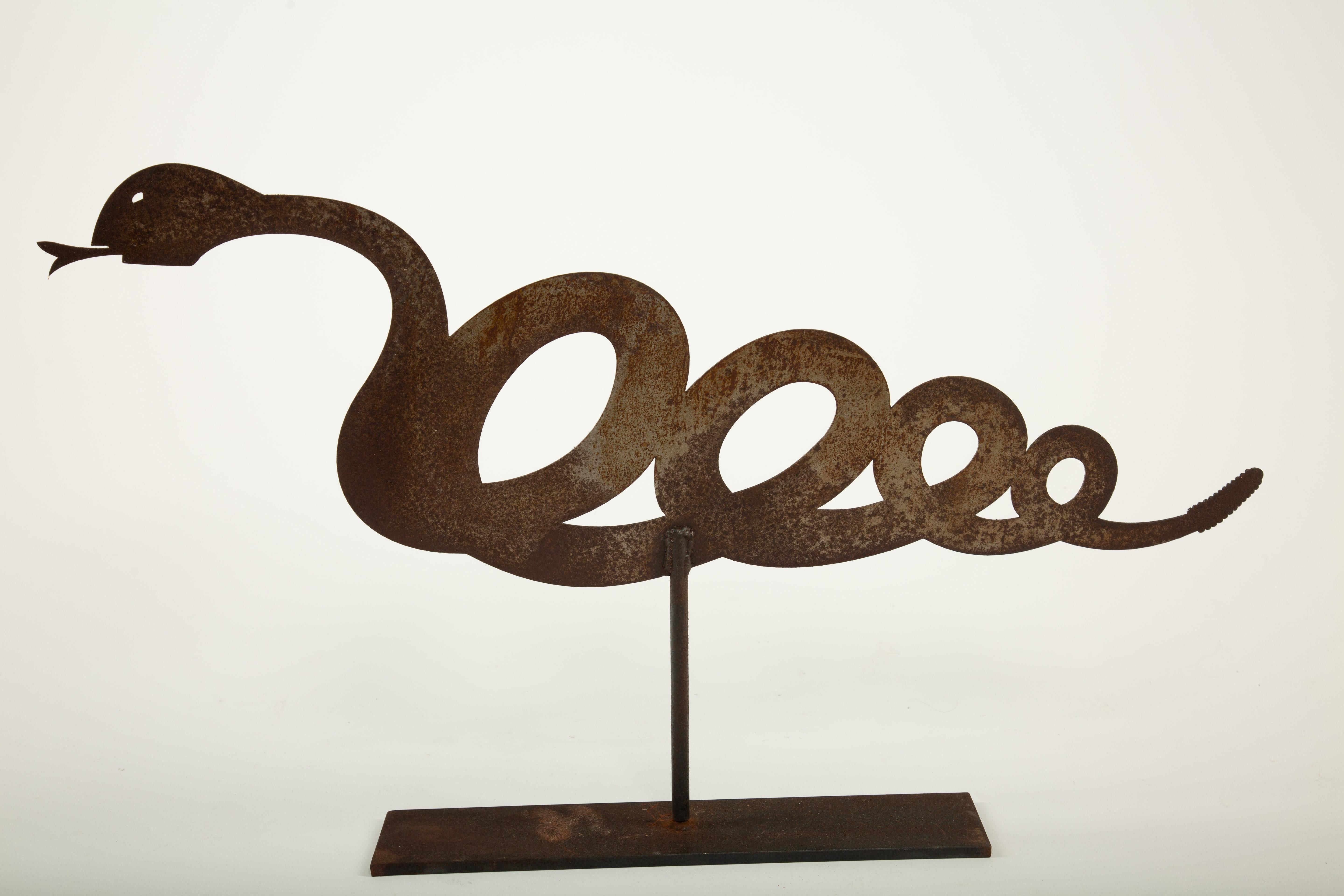 Coiled in the Wind: Folk Art Snake Weathervane In Excellent Condition For Sale In New York, NY