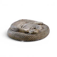 Coiled Rattlesnake Chalkware Sculpture