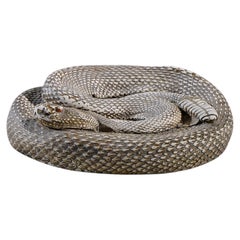 Coiled Rattlesnake Chalkware Sculpture