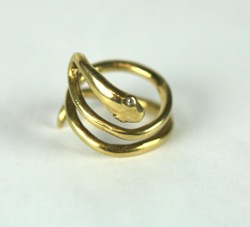 Brilliant Cut Coiled Snake Ring For Sale