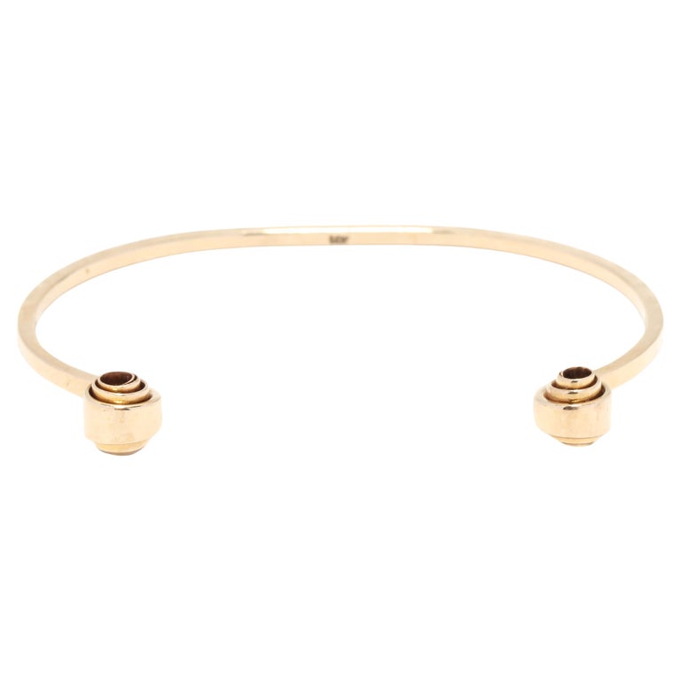 Coiled Thin Cuff Bracelet, 14KT Yellow Gold For Sale at 1stDibs