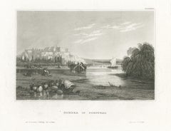 Coimbra in Portugal, Antique River View with the University Hill, circa 1850