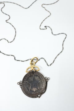 Coin Chain Necklace Sterling Silver Brass Clover Cuba Star J Dauphin