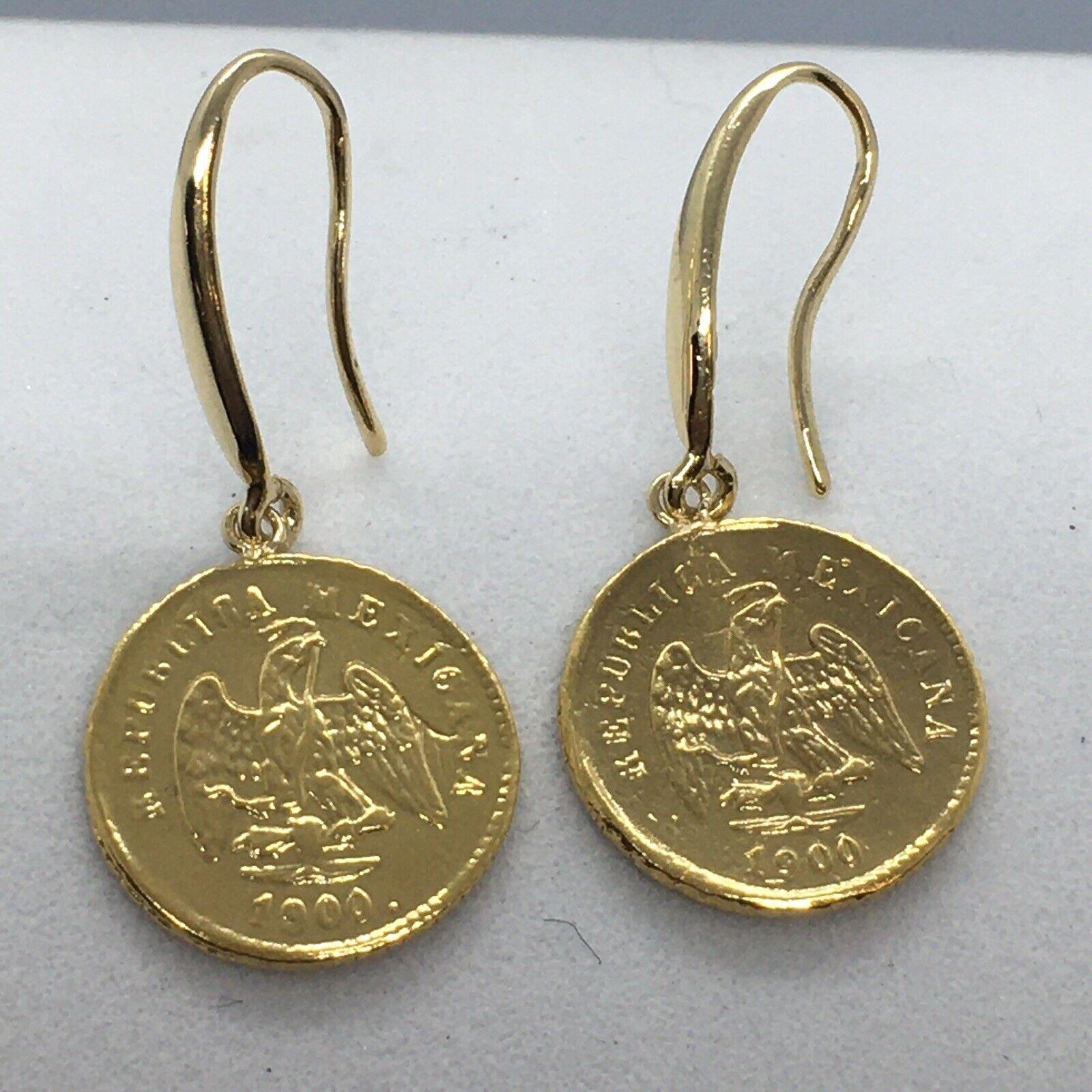 Coin earrings Tested 22K gold 14k Yellow Gold Hook backing Vintage 


Weighting 4.6 gram
No damage, no evidence of repairs 